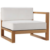 Cedar 3-Piece Outdoor Patio Teak Wood Sectional Sofa Set in Natural White