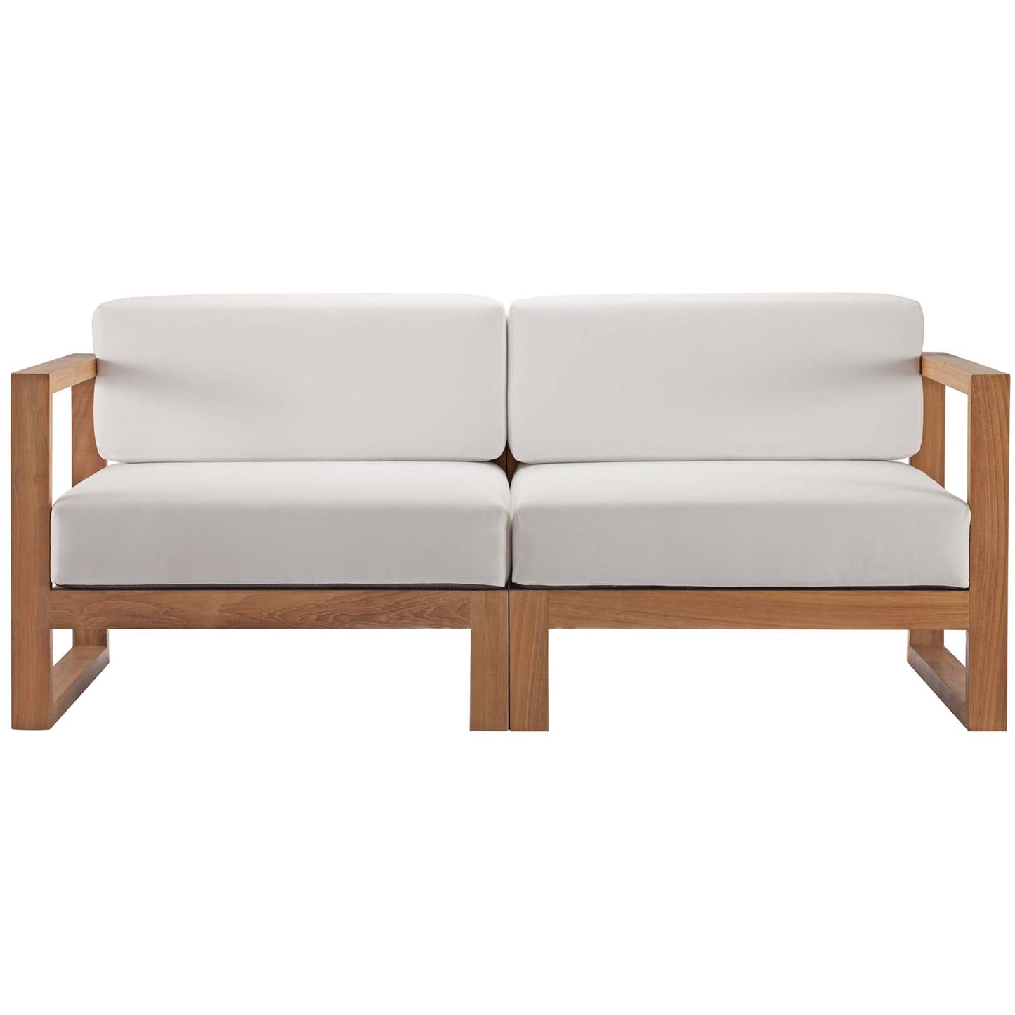 Upland 2-Piece Outdoor Patio Teak Wood Sectional Sofa Loveseat by Furniture for America