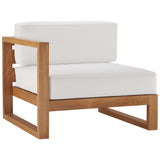 Cedar 2-Piece Outdoor Patio Teak Wood Sectional Sofa Loveseat in Natural White