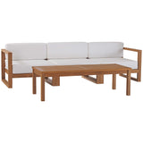 Cedar 4-Piece Outdoor Patio Teak Wood Furniture Set in Natural White