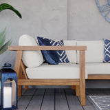 Fable 3-Piece Outdoor Patio Teak Wood Sectional Sofa Set in Natural White