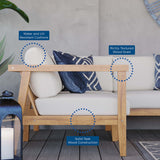 Fable 3-Piece Outdoor Patio Teak Wood Sectional Sofa Set in Natural White