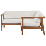 Fable 3-Piece Outdoor Patio Teak Wood Sectional Sofa Set in Natural White