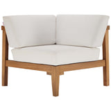 Fable 3-Piece Outdoor Patio Teak Wood Sectional Sofa Set in Natural White