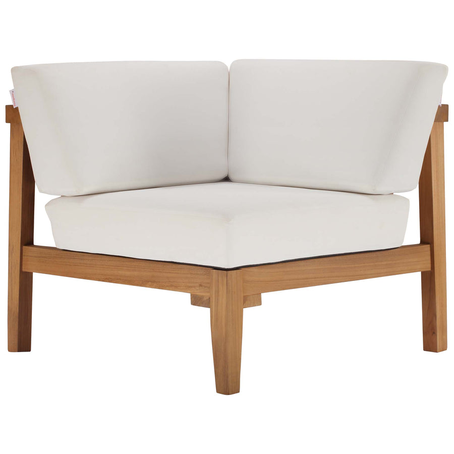 Fable 3-Piece Outdoor Patio Teak Wood Sectional Sofa Set in Natural White