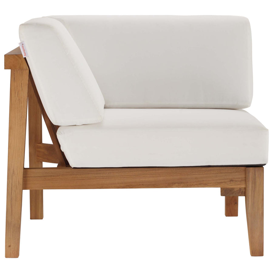 Fable 3-Piece Outdoor Patio Teak Wood Sectional Sofa Set in Natural White