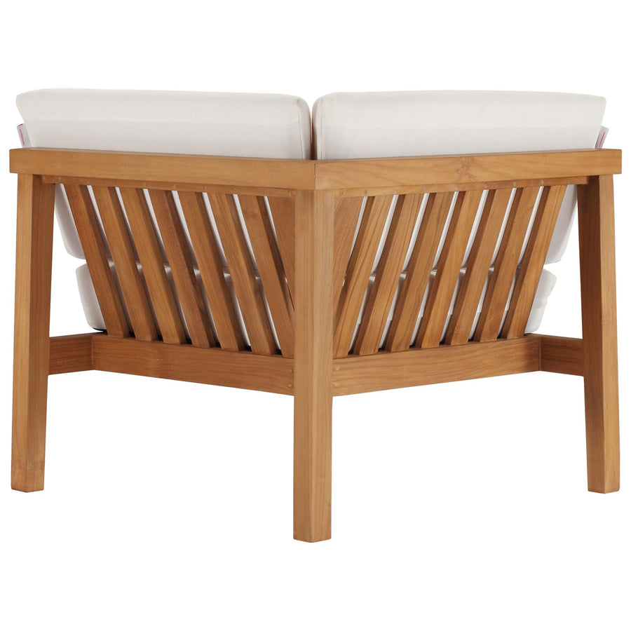 Fable 3-Piece Outdoor Patio Teak Wood Sectional Sofa Set in Natural White