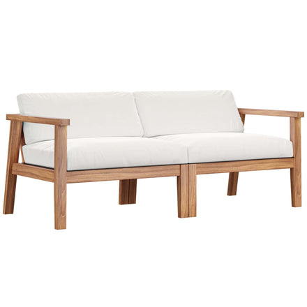 Bayport Outdoor Patio Teak Wood 2-Seater Loveseat in Natural White