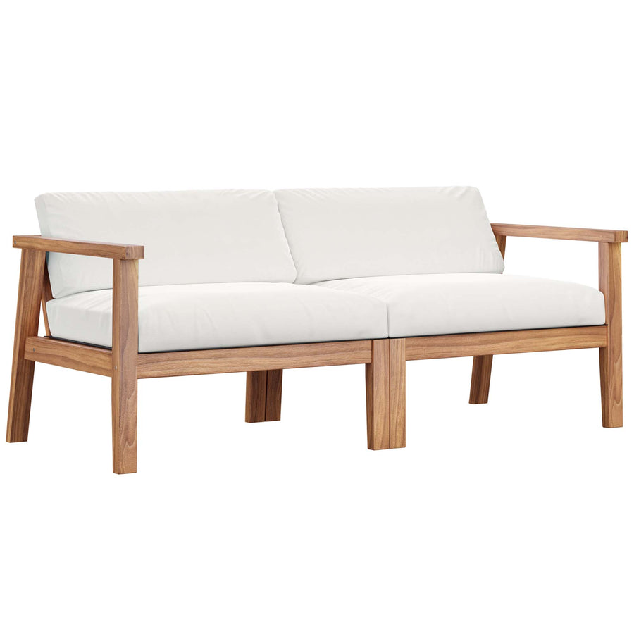 Fable Outdoor Patio Teak Wood 2-Seater Loveseat in Natural White