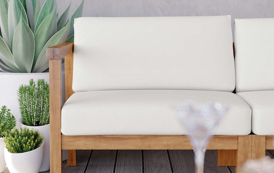 Fable Outdoor Patio Teak Wood 2-Seater Loveseat in Natural White