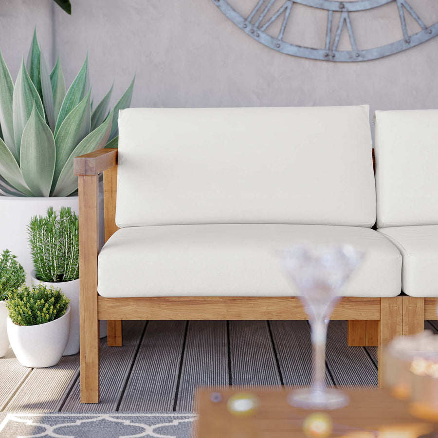 Fable Outdoor Patio Teak Wood 2-Seater Loveseat in Natural White