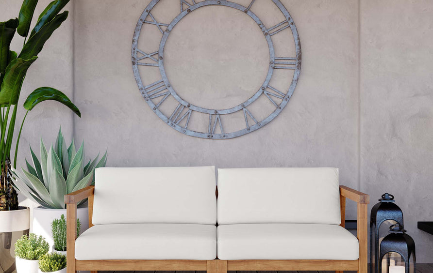 Fable Outdoor Patio Teak Wood 2-Seater Loveseat in Natural White