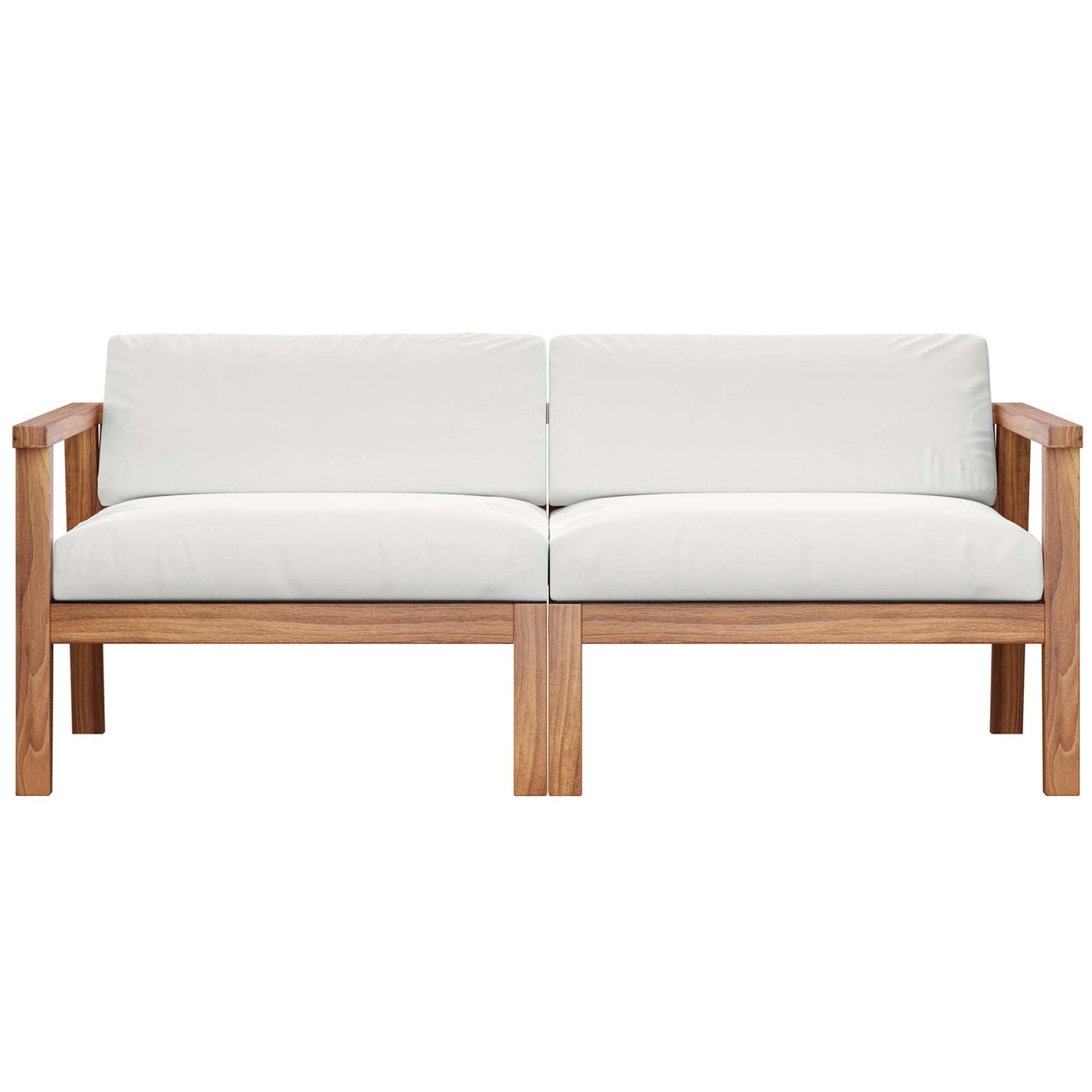 Fable Outdoor Patio Teak Wood 2-Seater Loveseat in Natural White