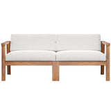 Fable Outdoor Patio Teak Wood 2-Seater Loveseat in Natural White