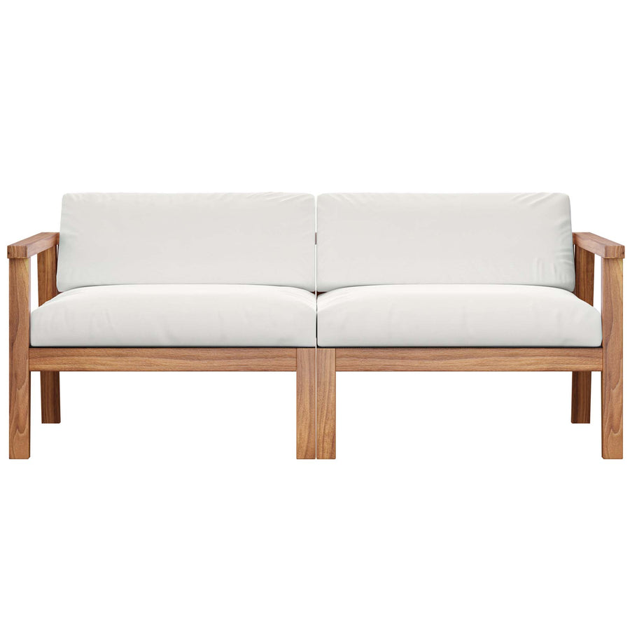 Fable Outdoor Patio Teak Wood 2-Seater Loveseat in Natural White