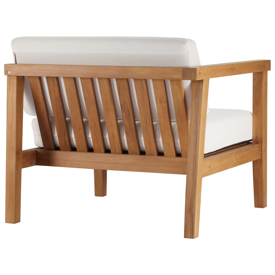 Fable Outdoor Patio Teak Wood 2-Seater Loveseat in Natural White