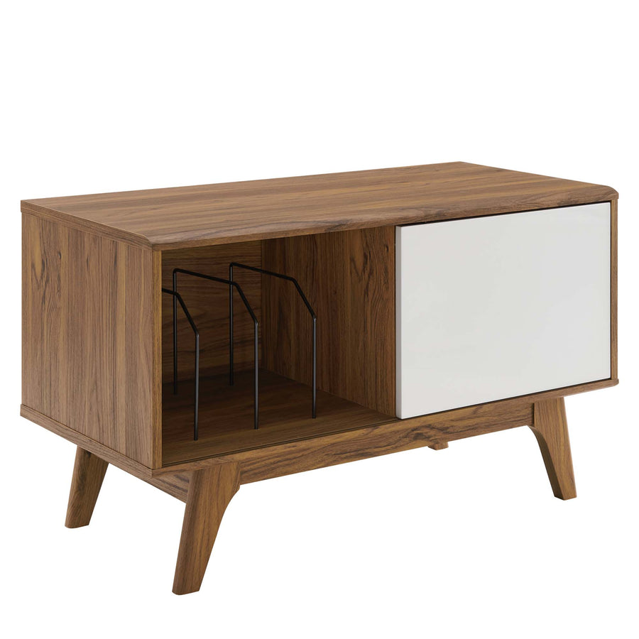 Verity Vinyl Record Display Stand in Walnut White