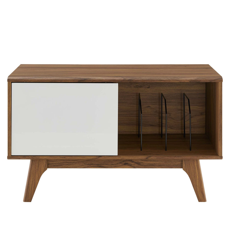 Verity Vinyl Record Display Stand in Walnut White