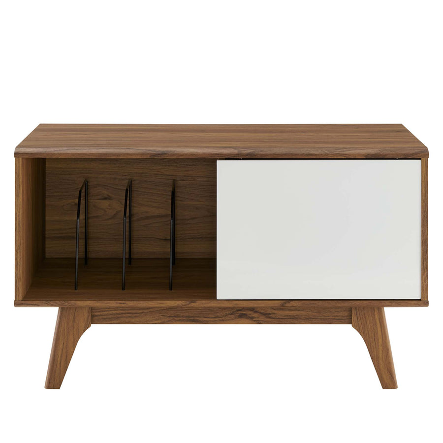 Verity Vinyl Record Display Stand in Walnut White