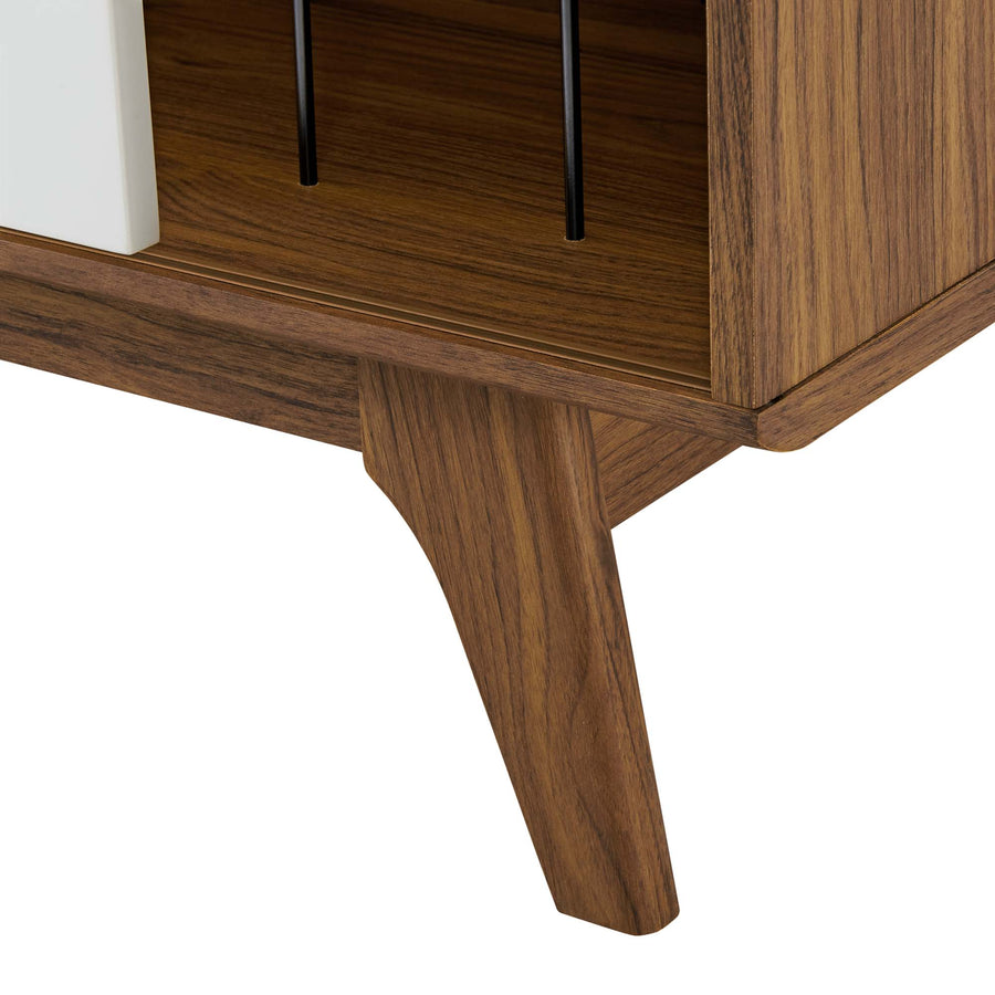 Verity Vinyl Record Display Stand in Walnut White