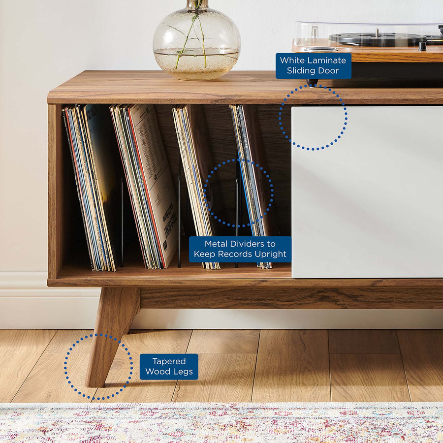 Verity Vinyl Record Display Stand in Walnut White