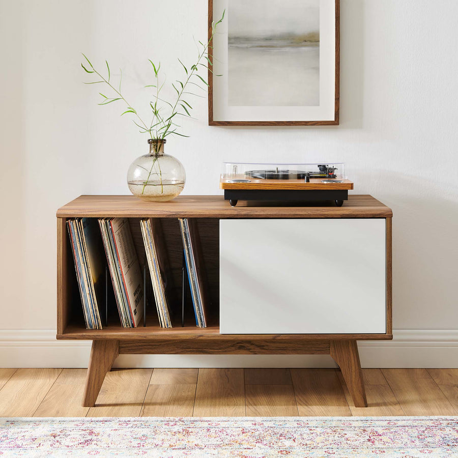 Verity Vinyl Record Display Stand in Walnut White