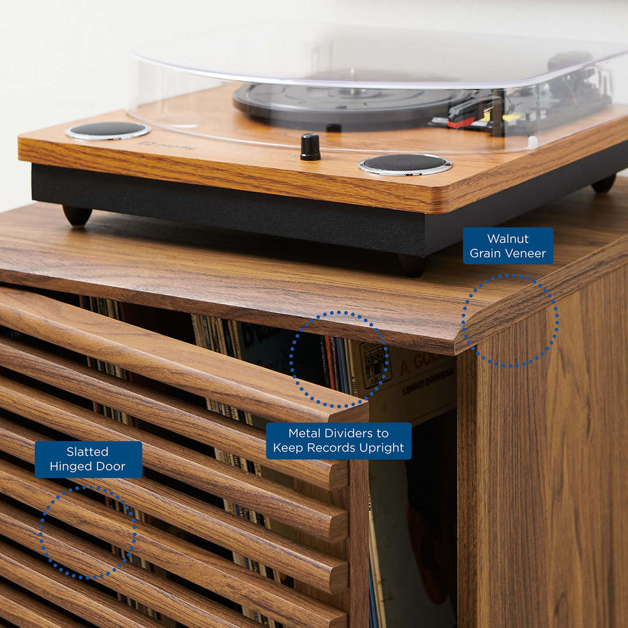 Vera Vinyl Record Display Stand in Walnut