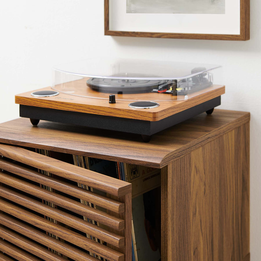 Vera Vinyl Record Display Stand in Walnut