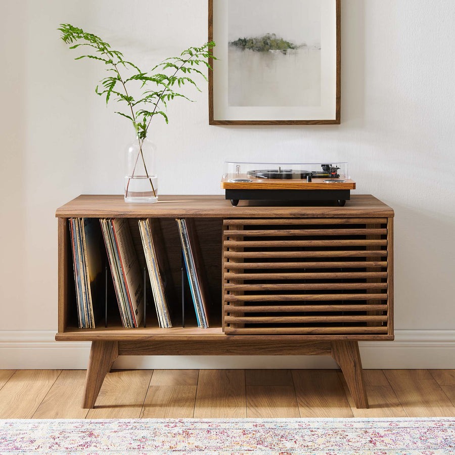 Vera Vinyl Record Display Stand in Walnut