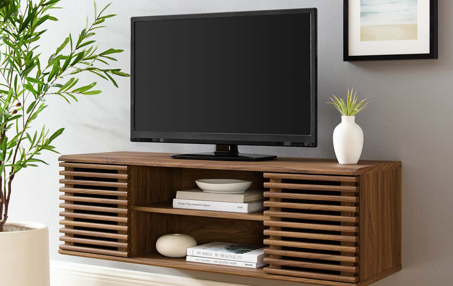 Vera 46" Wall-Mount Media Console TV Stand in Walnut