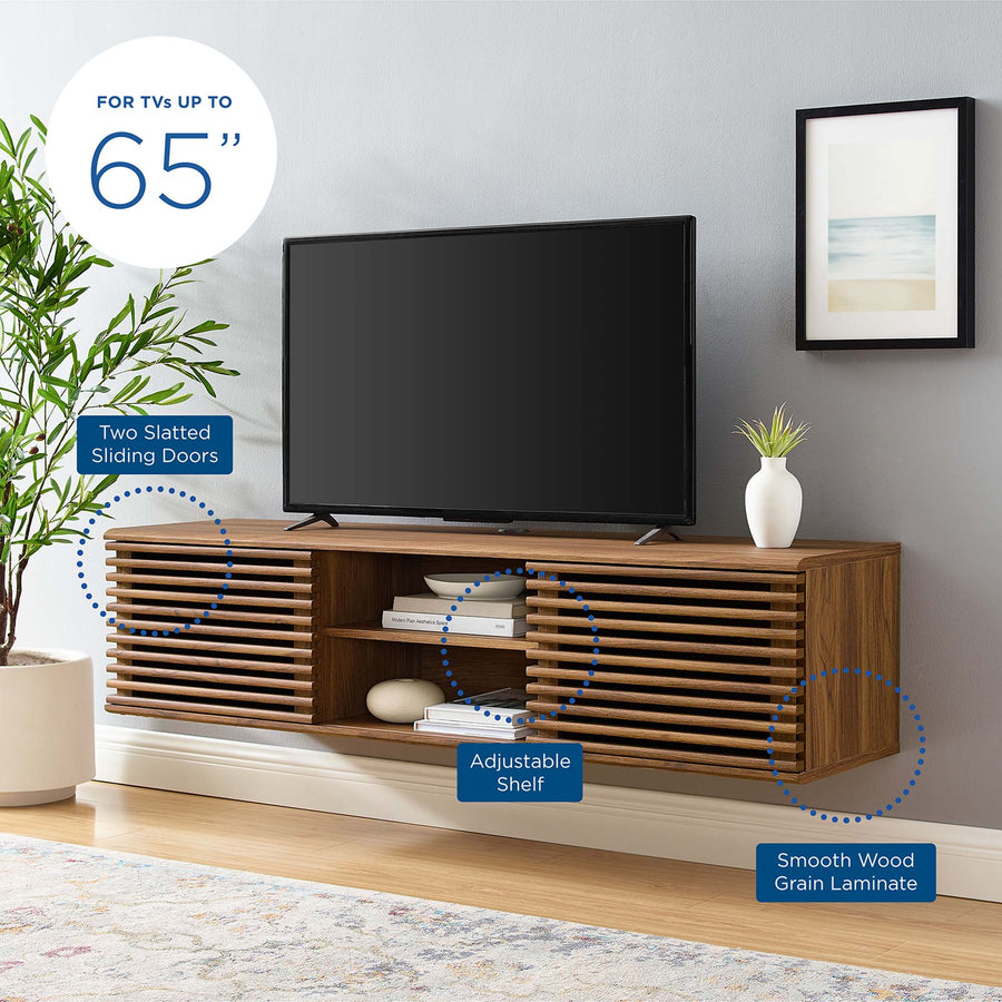 Vera 60" Wall-Mount Media Console TV Stand in Walnut
