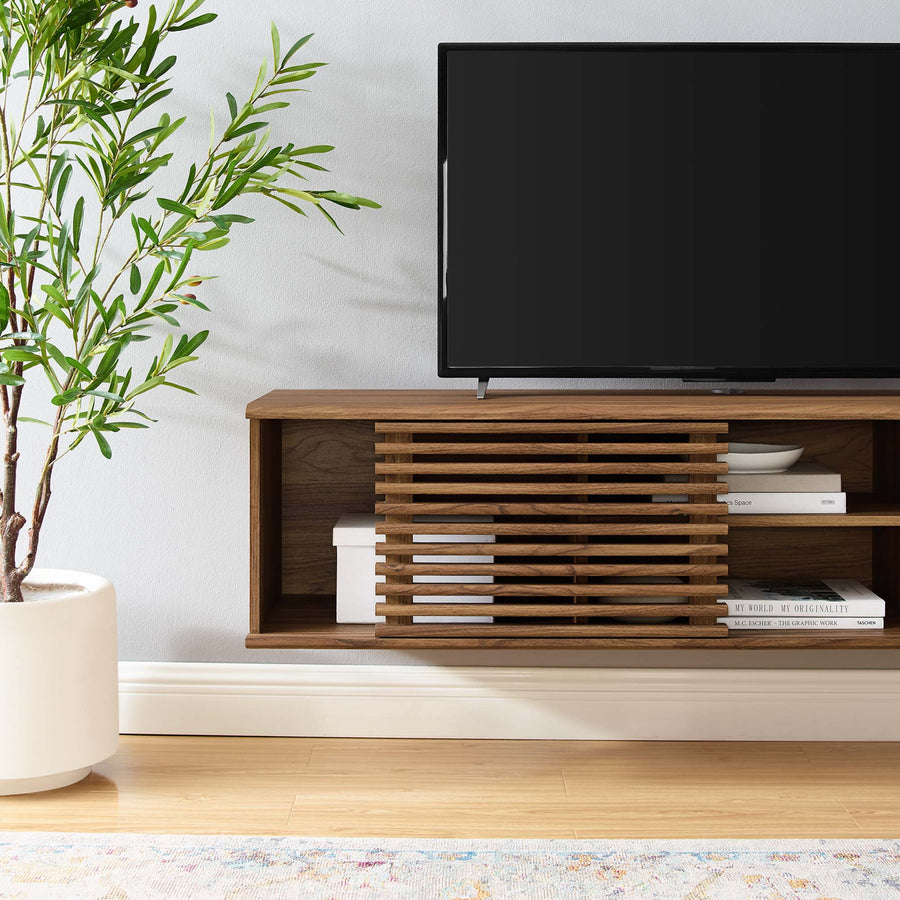 Vera 60" Wall-Mount Media Console TV Stand in Walnut