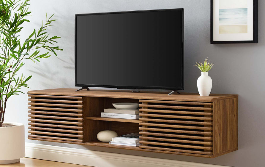 Vera 60" Wall-Mount Media Console TV Stand in Walnut