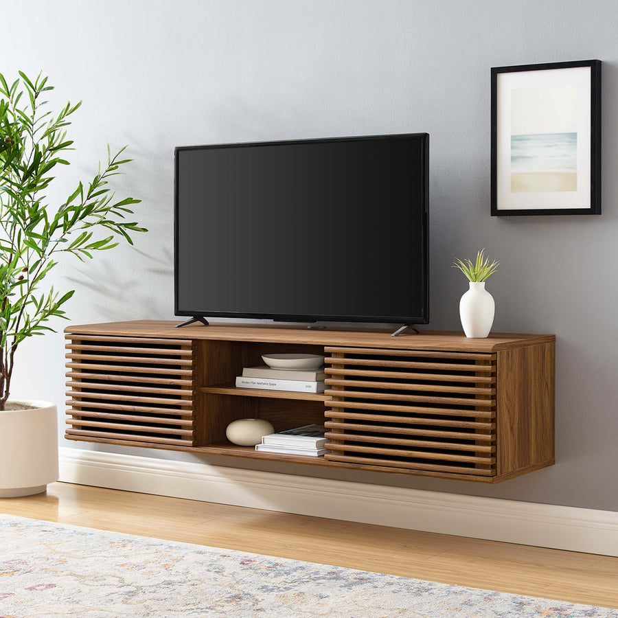 Vera 60" Wall-Mount Media Console TV Stand in Walnut