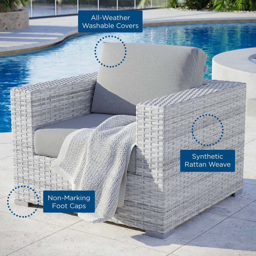Sienna Outdoor Patio Armchair in Light Gray Gray