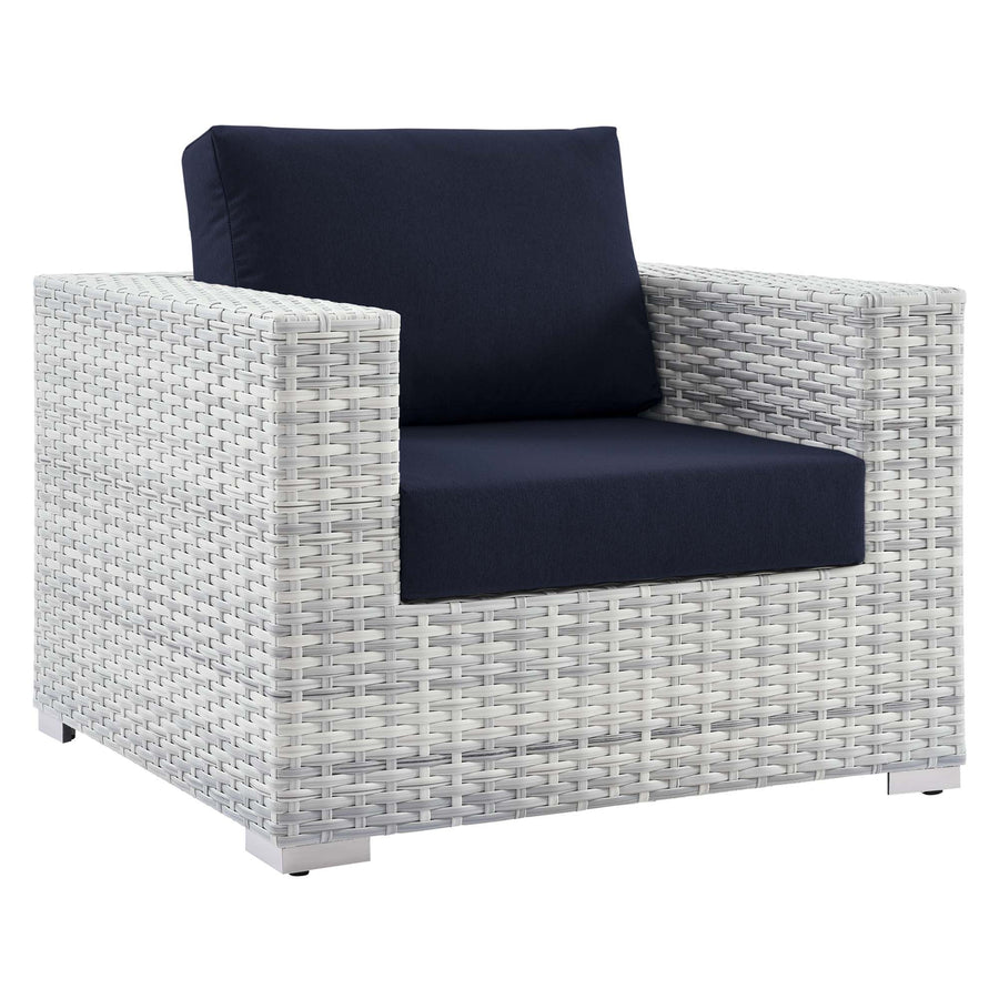 Sienna Outdoor Patio Armchair in Light Gray Navy