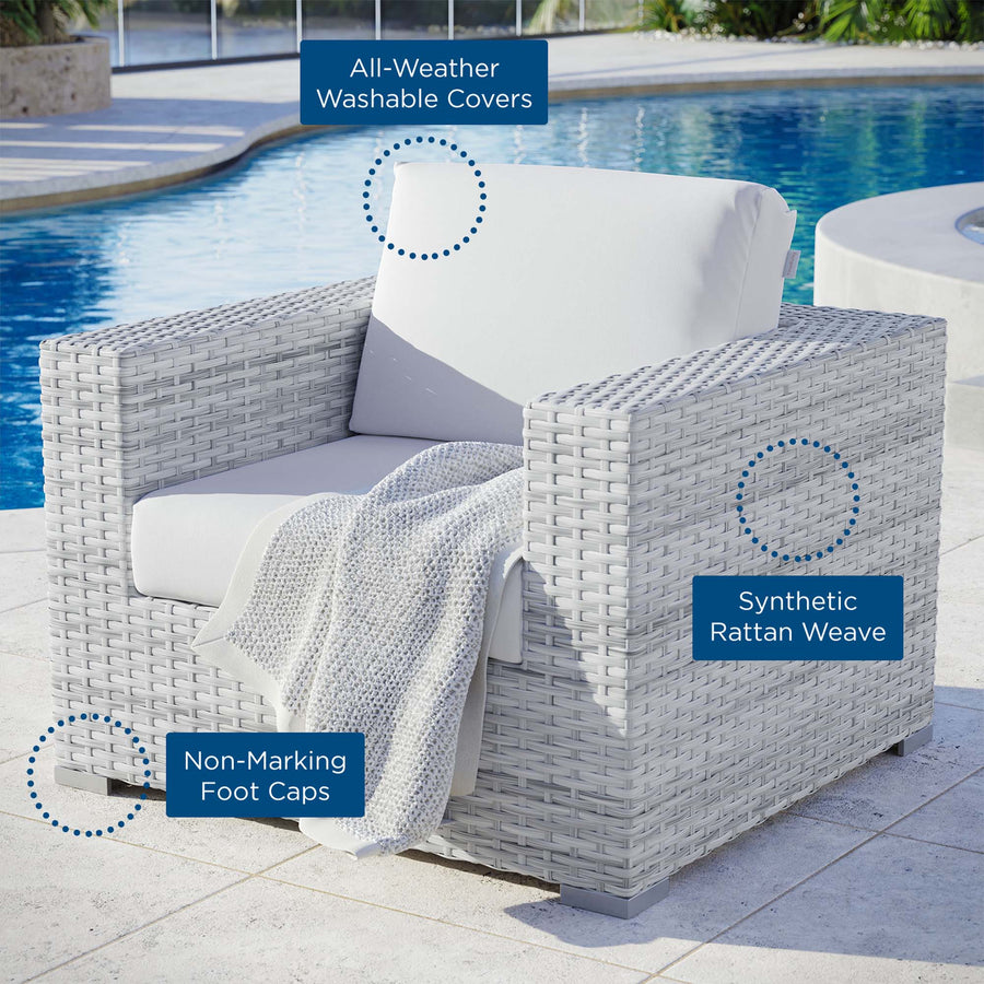 Sienna Outdoor Patio Armchair in Light Gray White