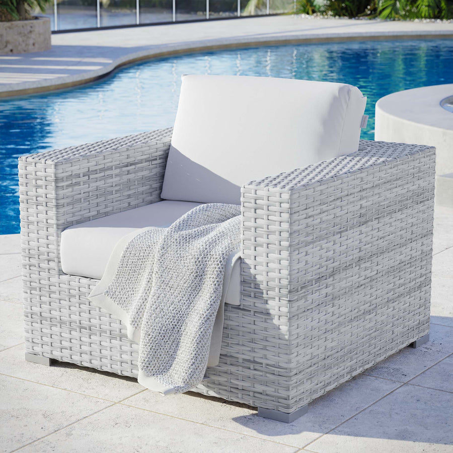Sienna Outdoor Patio Armchair in Light Gray White