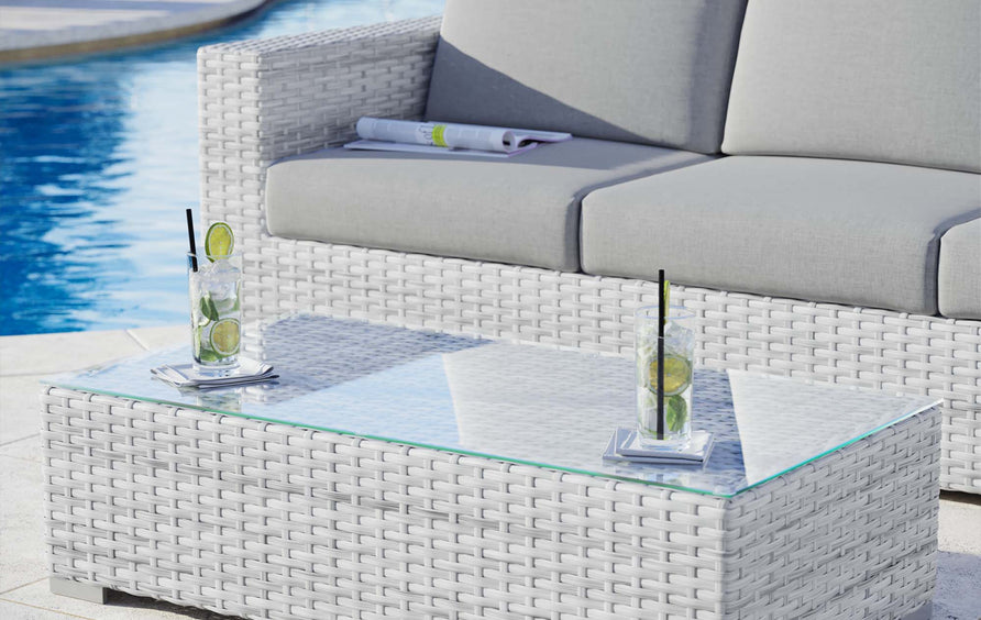Sienna Outdoor Patio Coffee Table in Light Gray