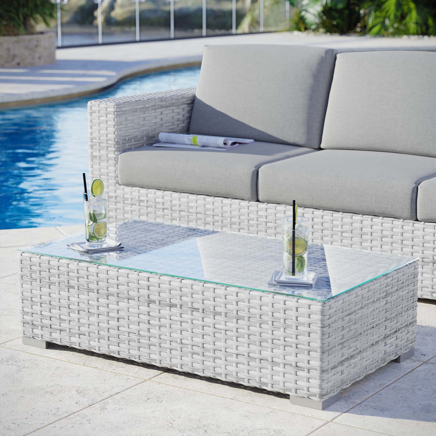 Sienna Outdoor Patio Coffee Table in Light Gray
