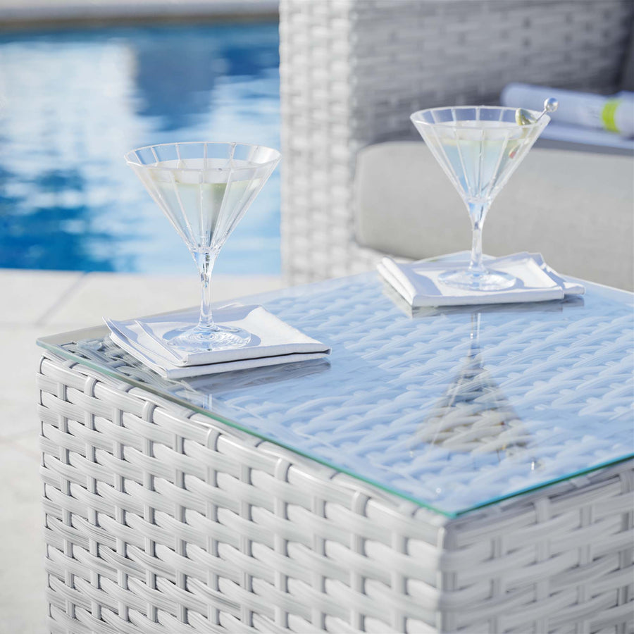 Sienna Outdoor Patio Side Table in Light Gray
