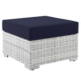 Sienna Outdoor Patio Ottoman in Light Gray Navy