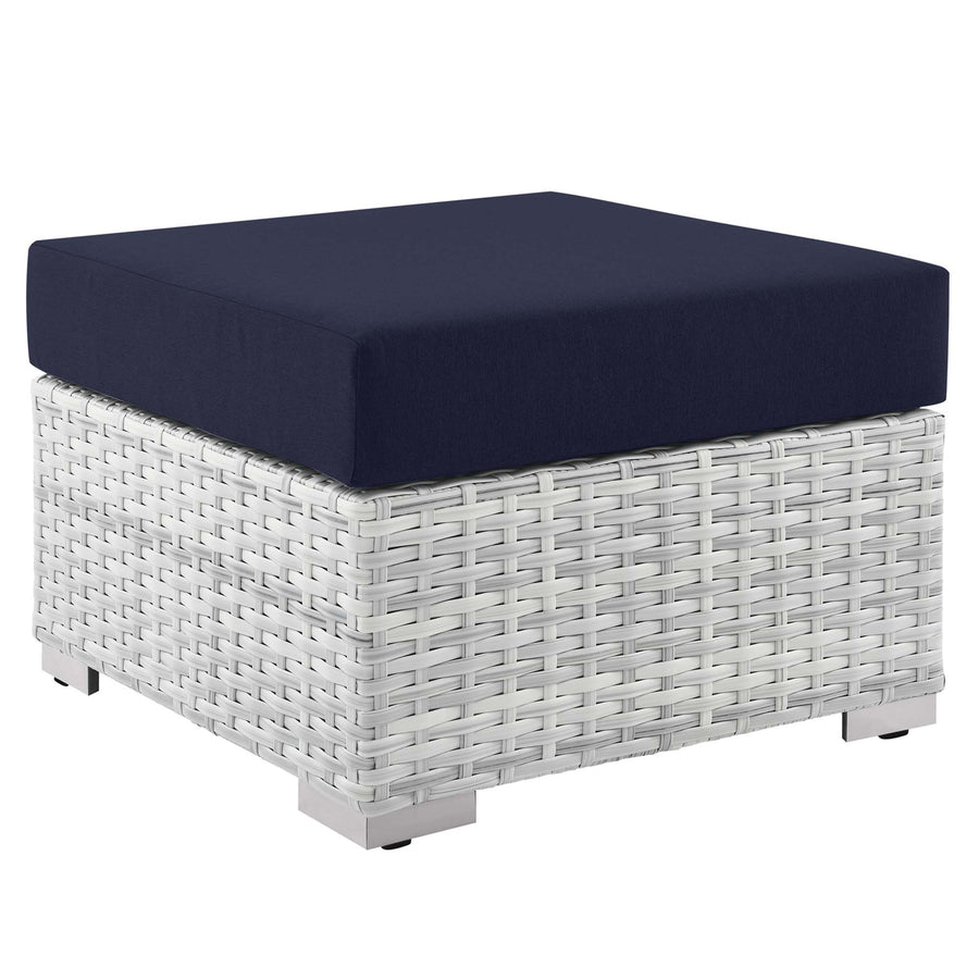 Sienna Outdoor Patio Ottoman in Light Gray Navy