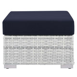Sienna Outdoor Patio Ottoman in Light Gray Navy