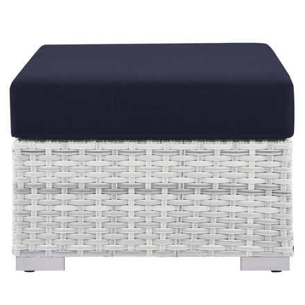 Convene Outdoor Patio Ottoman in Light Gray Navy