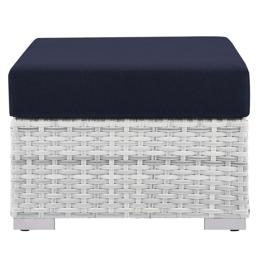 Sienna Outdoor Patio Ottoman in Light Gray Navy