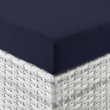 Sienna Outdoor Patio Ottoman in Light Gray Navy