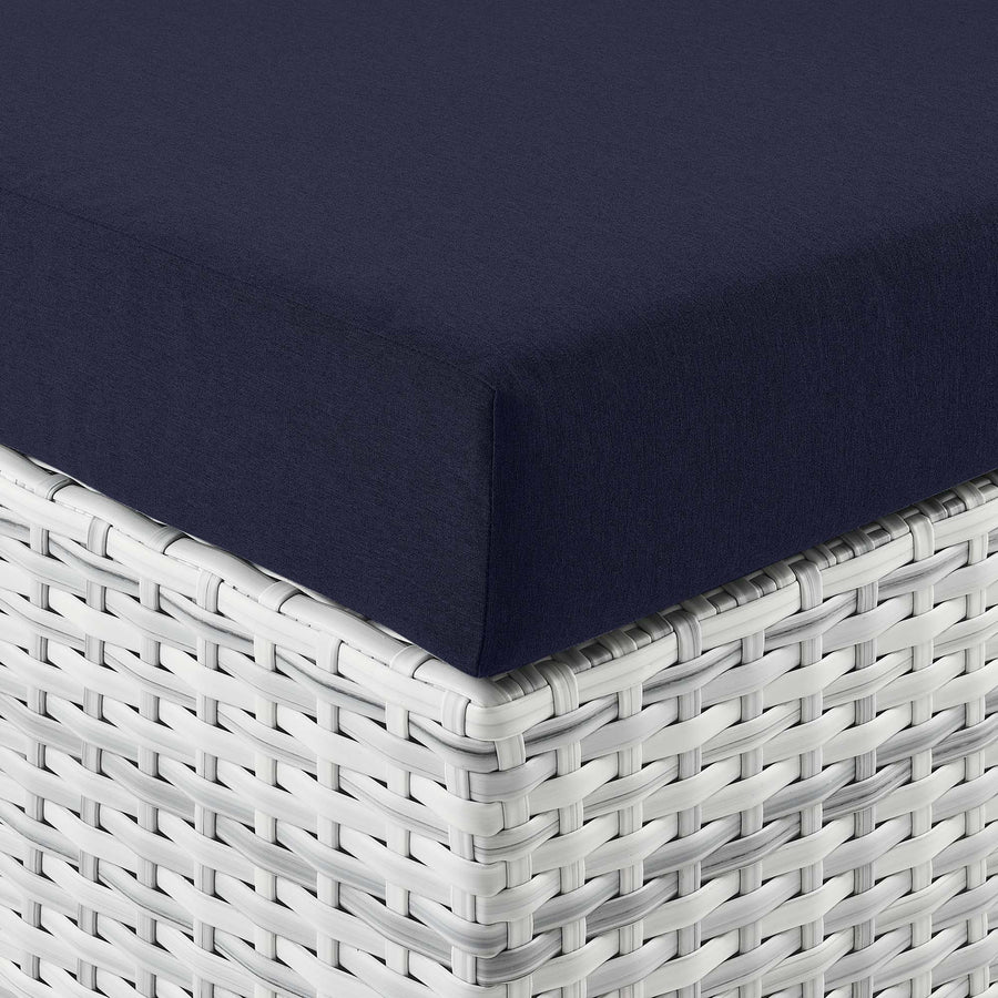 Sienna Outdoor Patio Ottoman in Light Gray Navy