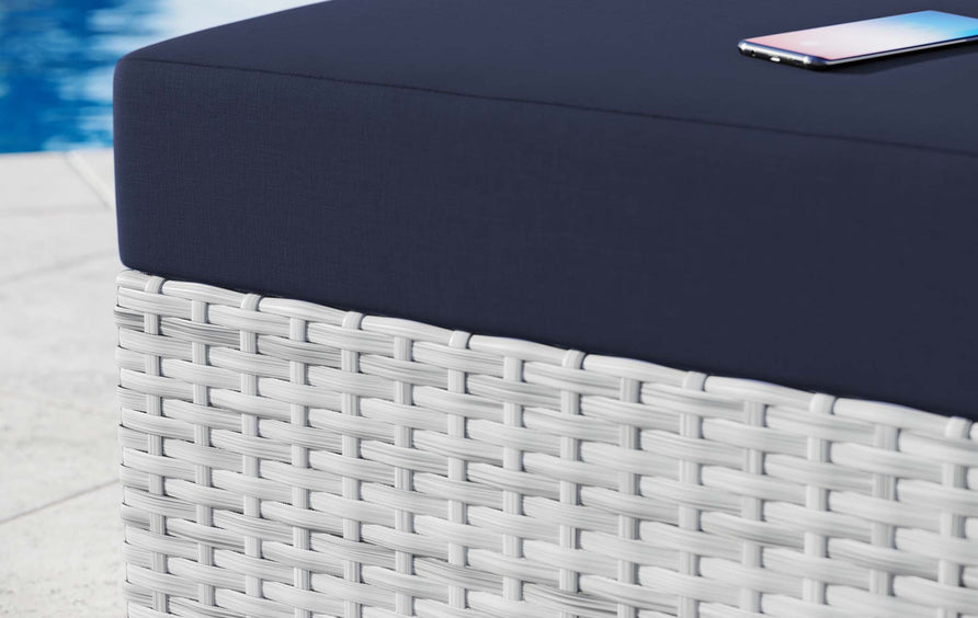 Sienna Outdoor Patio Ottoman in Light Gray Navy