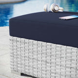 Sienna Outdoor Patio Ottoman in Light Gray Navy
